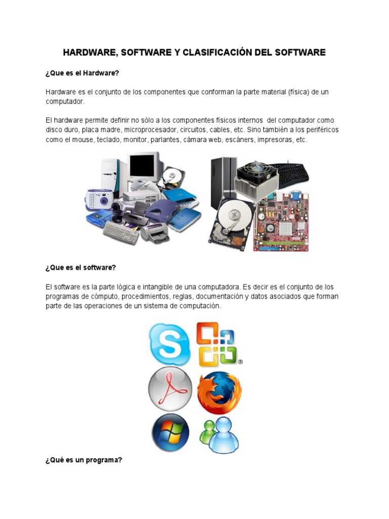 Clasificación de Hardware y Software | PDF | Hardware de la computadora ...