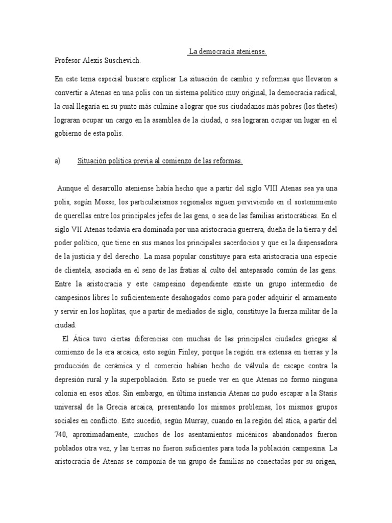 La Democracia Ateniense | PDF | Grecia | Estados de la ciudad griega