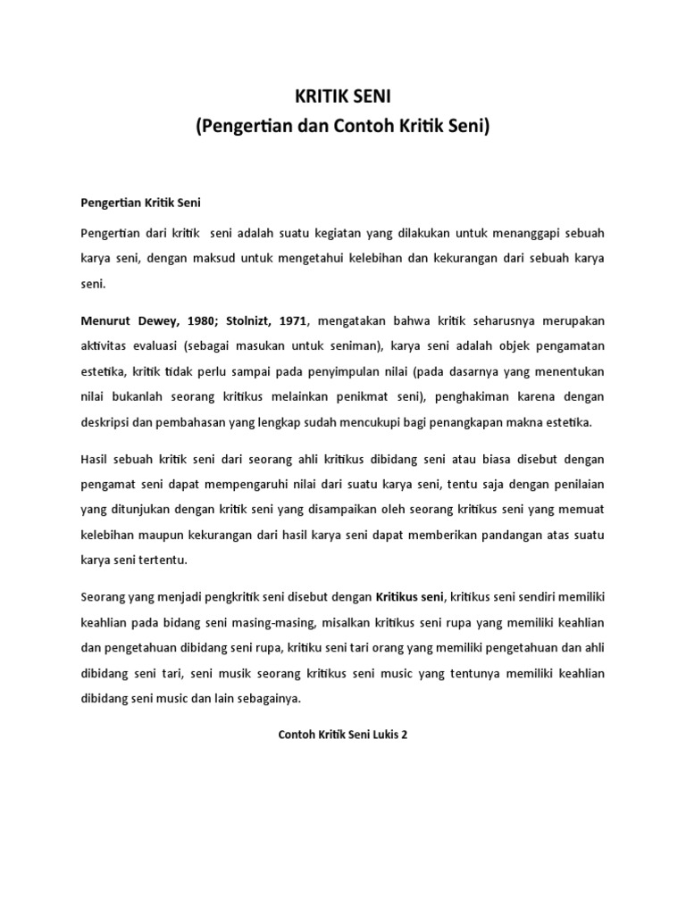 Contoh Kritik Seni Pdf