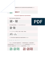 Una Fracción Algebraica Es El Cociente de Dos Polinomios