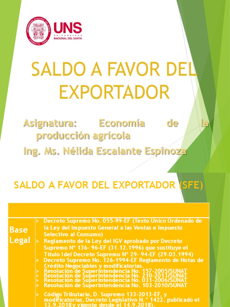 Saldo a Favor del Exportador (SFE) | PDF | Impuestos | Tarjeta de débito