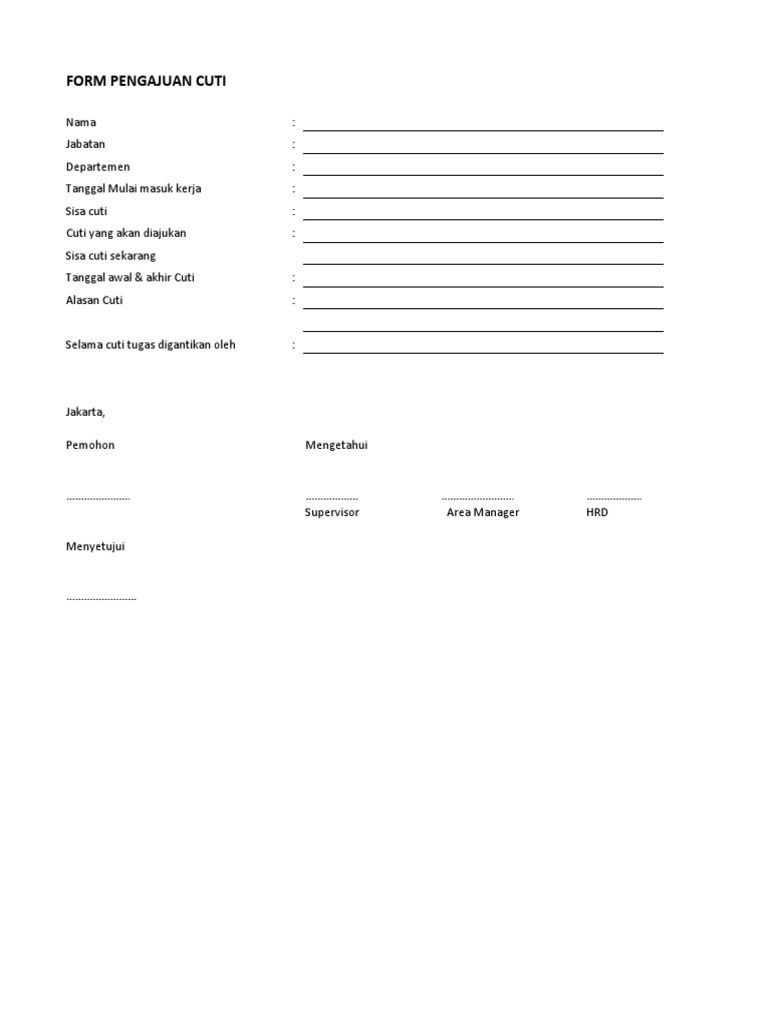 Formulir Pengajuan Cuti Perusahaan | PDF | Karier & Perkembangan ...