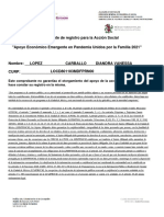 Este Comprobante No Garantiza El Otorgamiento Del Apoyo de La Acción, Si No Únicamente Hace Constar Su Registro en La Misma