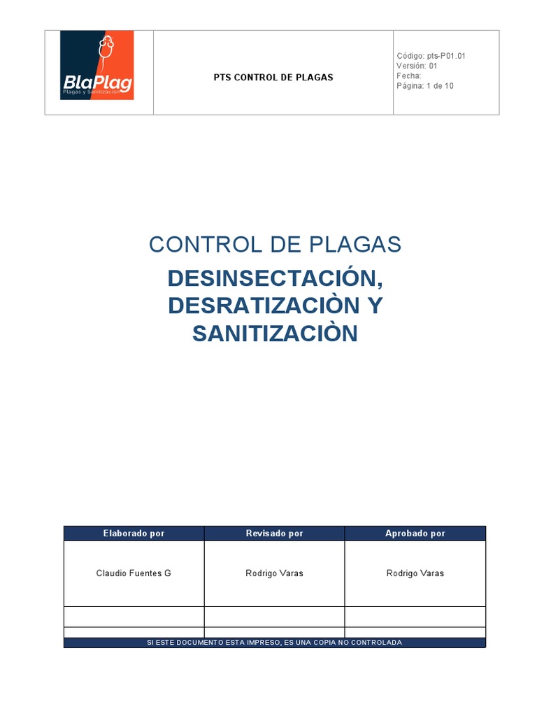 Procedimiento de Control de Plagas | PDF | Plaga (organismo) | Pesticida