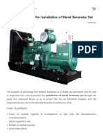 Method Statement For Installation of Diesel Generator Set - Safe Work Method of Statement