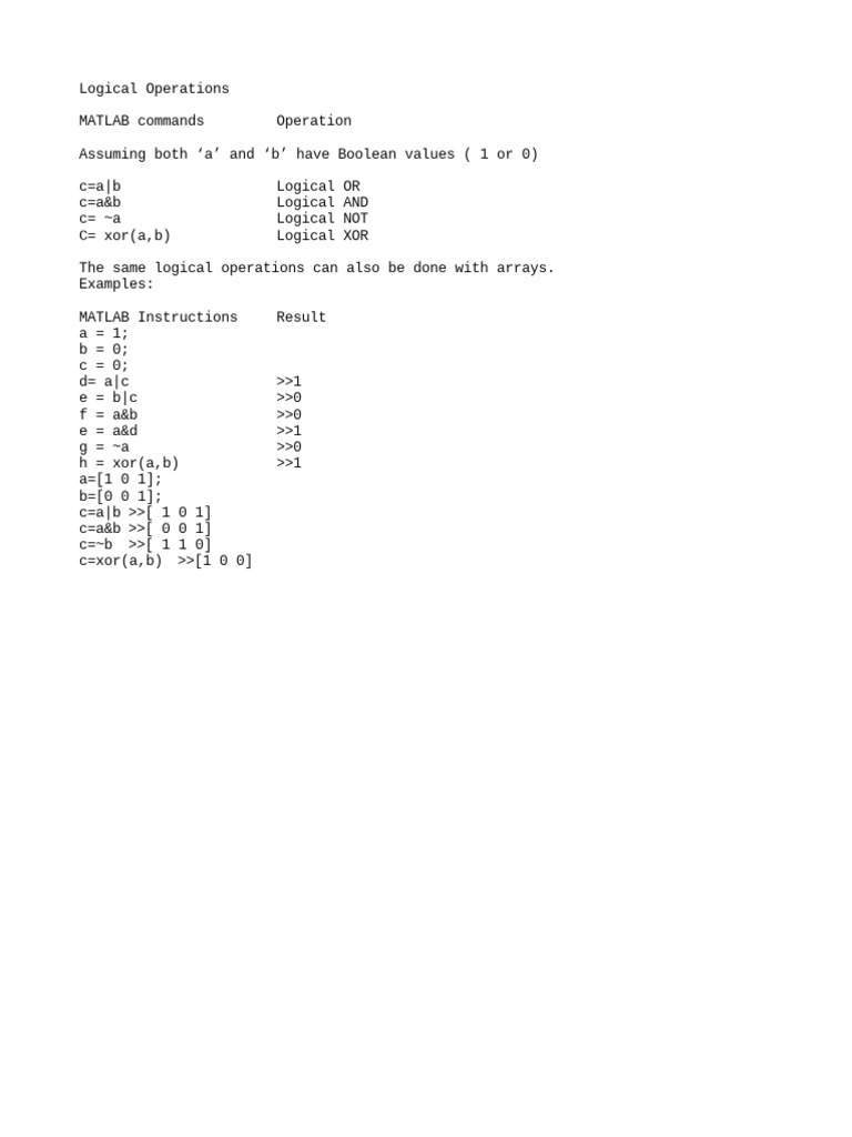 Matlab Logical | PDF