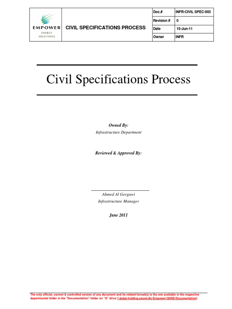 Civil Specifications Process Guide | PDF