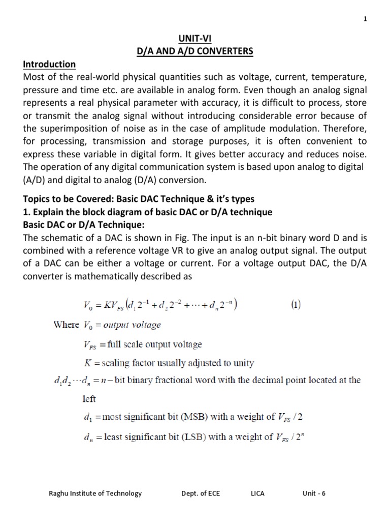 D/A and A/D Converters Overview | PDF | Analog To Digital Converter ...