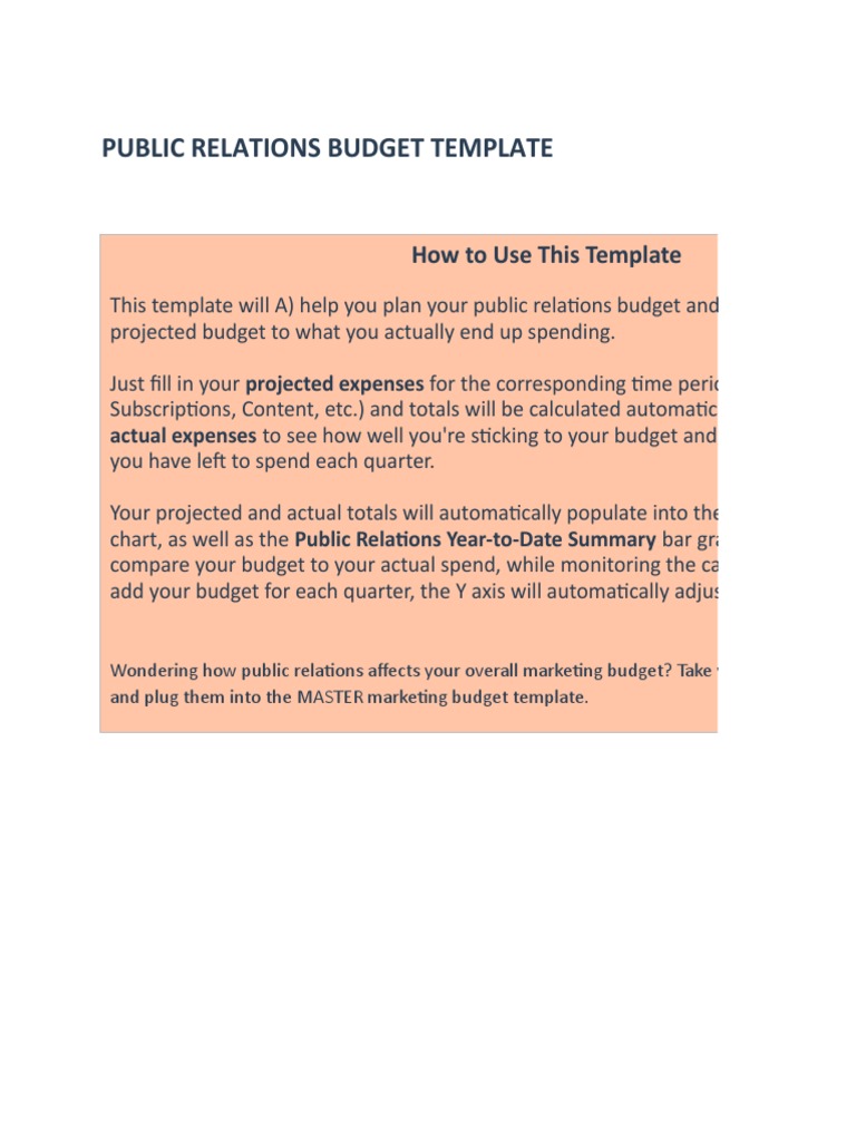Public Relations Budget Template | PDF | Finance & Money Management