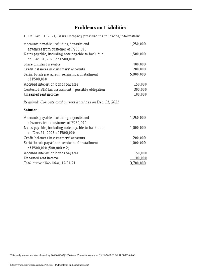 Problems On Liabilities | PDF | Coupon | Rebate (Marketing)