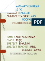 Name Class Subject Subject Teacher: Yatharth Sharma 10 (A) English Mrs. Roopali Ma Am