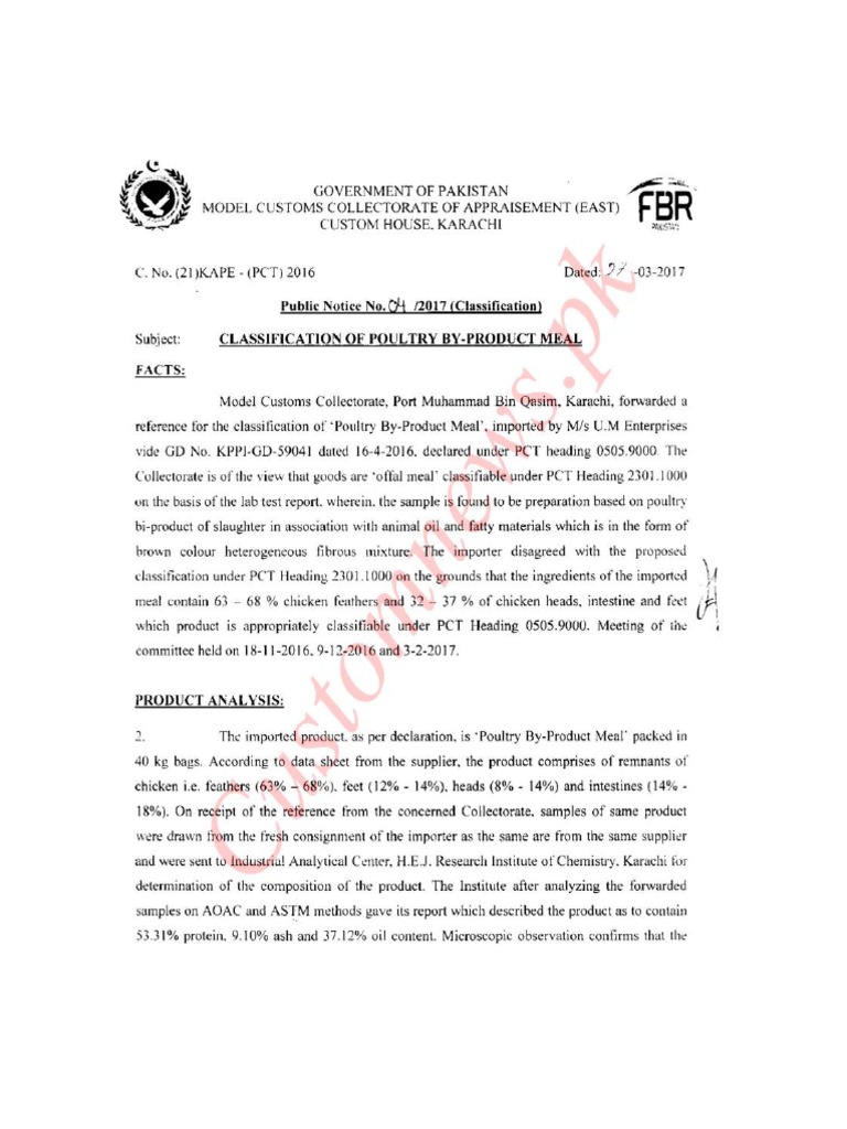 Classification of Poultry by Product Meal PDF