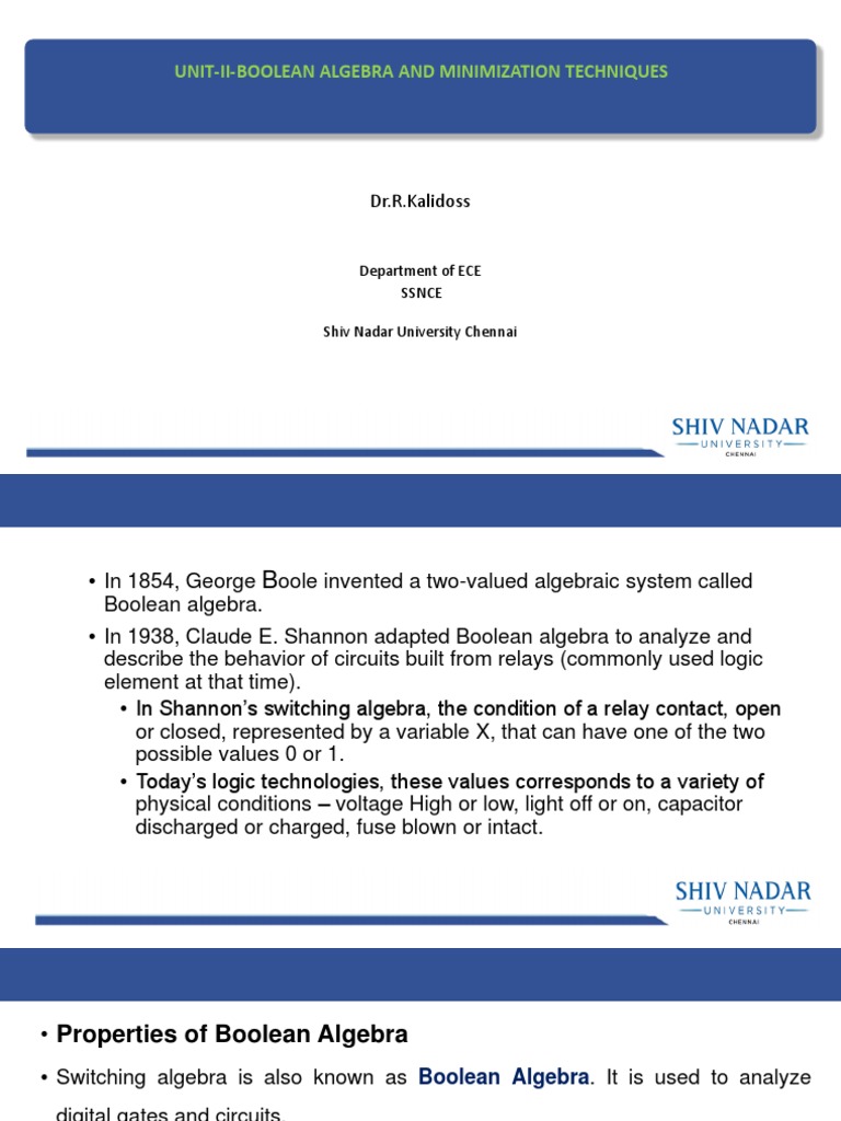 Basic Properties Of Boolean Algebra