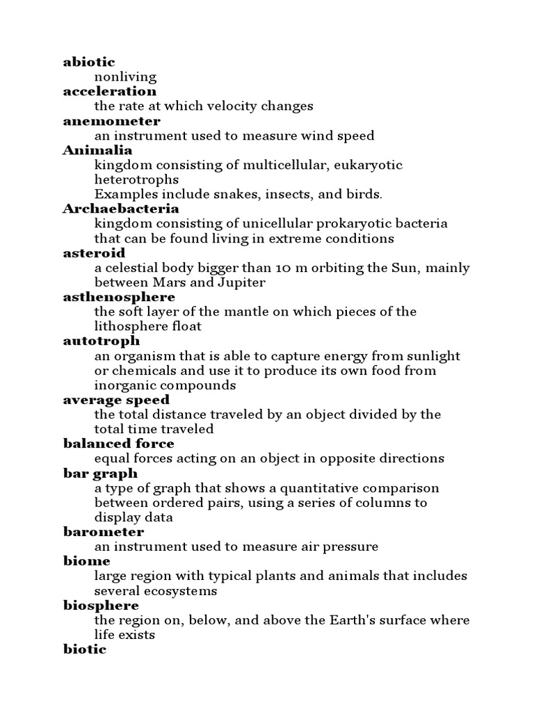 Science Vocabulary Pdf Plate Tectonics Earth
