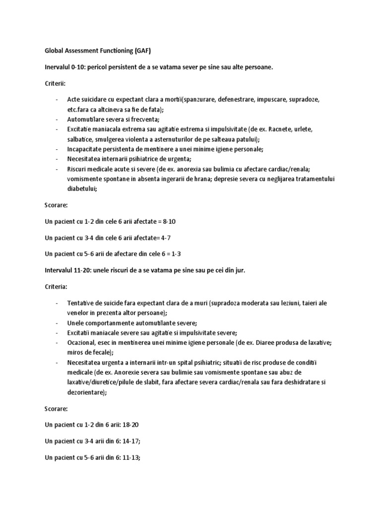 Global Assessment Functioning | PDF