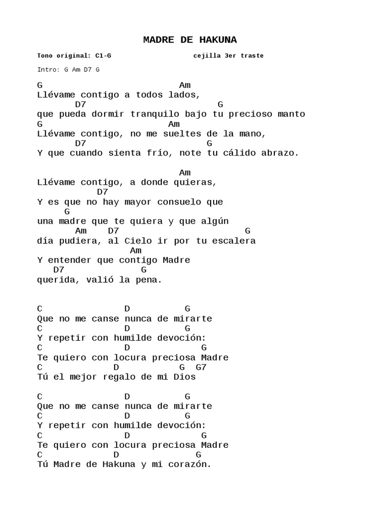 Acordes y letra de 
