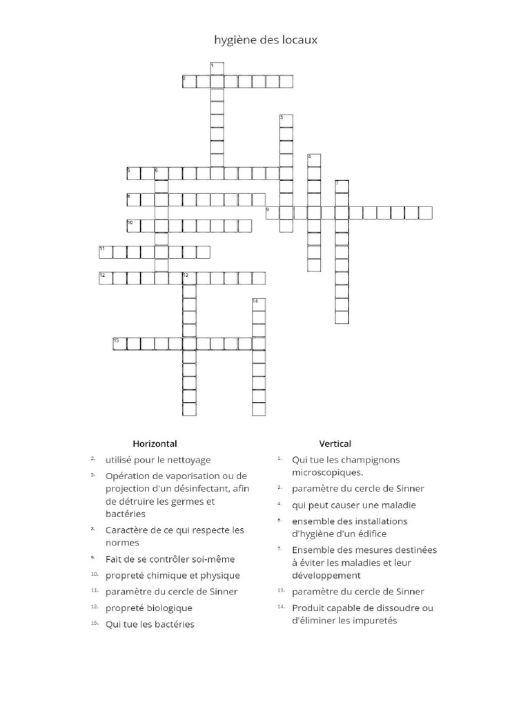 3 - Mots Croisés Hygiène Des Locaux | PDF