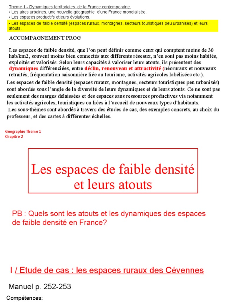 Les Espaces de Faible Densité Et Leurs Atouts | PDF | Zone rurale | France