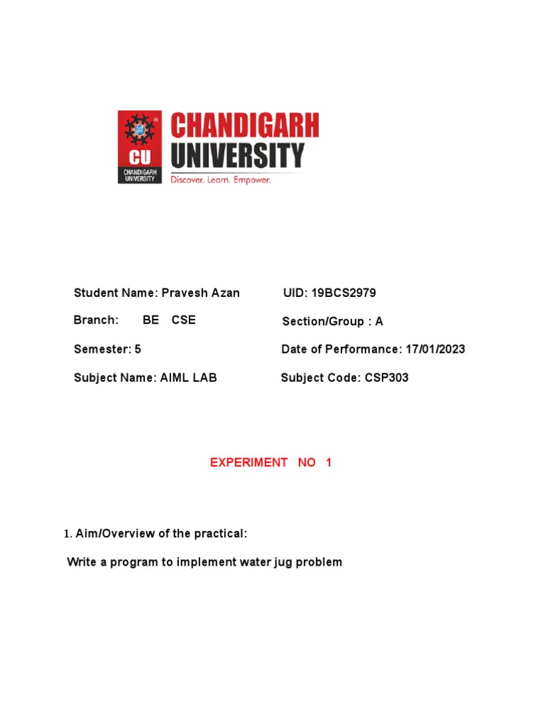 19bcs2979 Aiml Lab All Worksheet | PDF | Experiment | Computer Programming