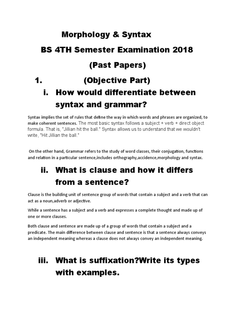 Morphology and Syntax | Download Free PDF | Word | Morphology (Linguistics)
