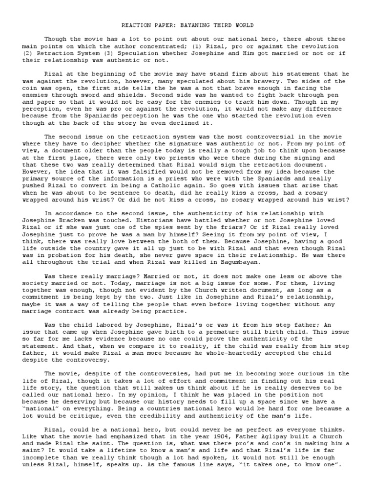 Studymode ang bayaning 3rd world summary and reaction paper image