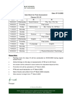 Date Sheet For Final Assessment IX and XI