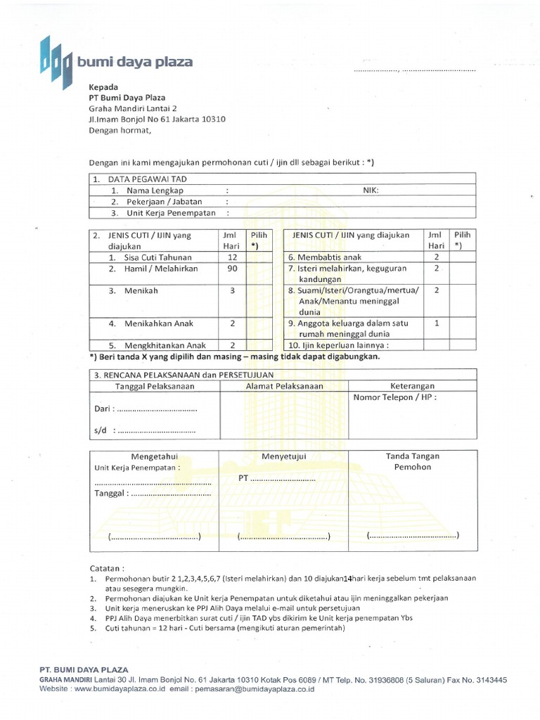 FORM CUTI Tad | PDF