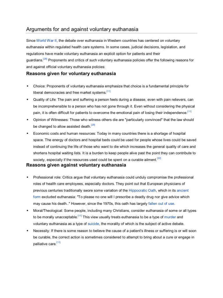 Euthanasia: Arguments For and Against | PDF | Medical Humanities ...