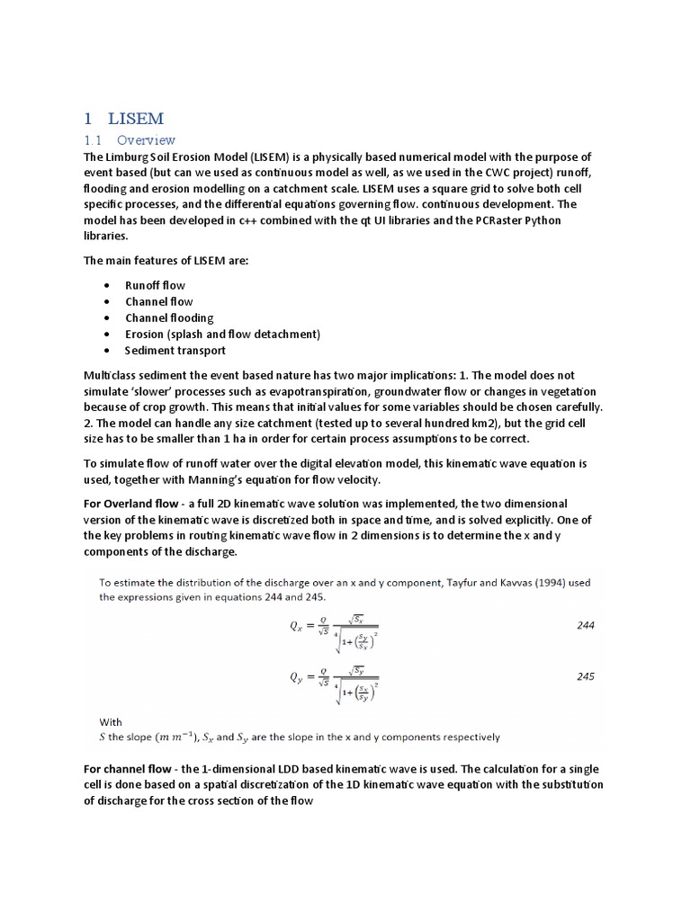 LISEM | PDF | Fluid Dynamics | Surface Runoff