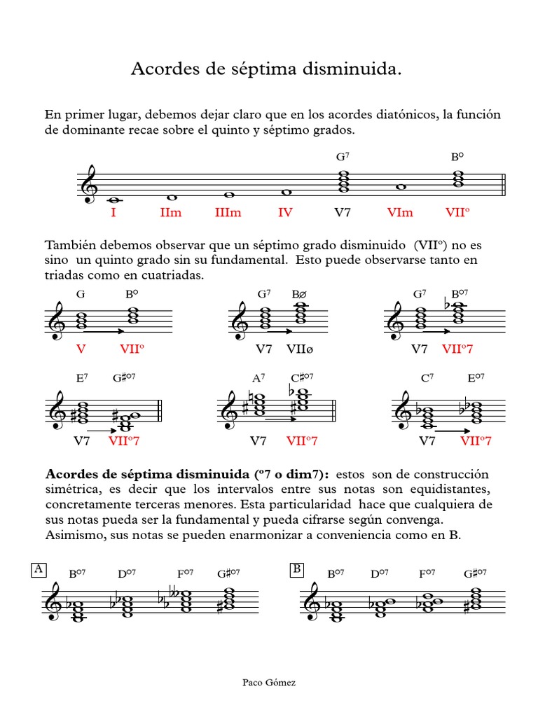Acordes de Séptima Disminuida. | PDF | Acorde (Música) | Composiciones ...