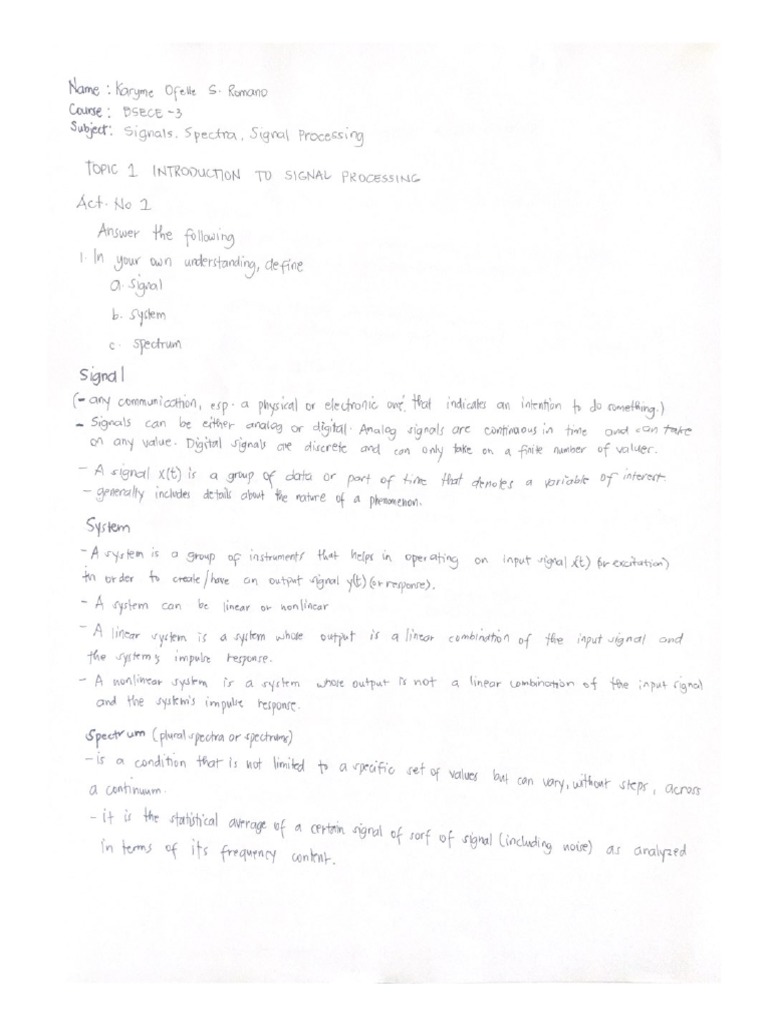 Signals. Spectra Signal Processing PDF