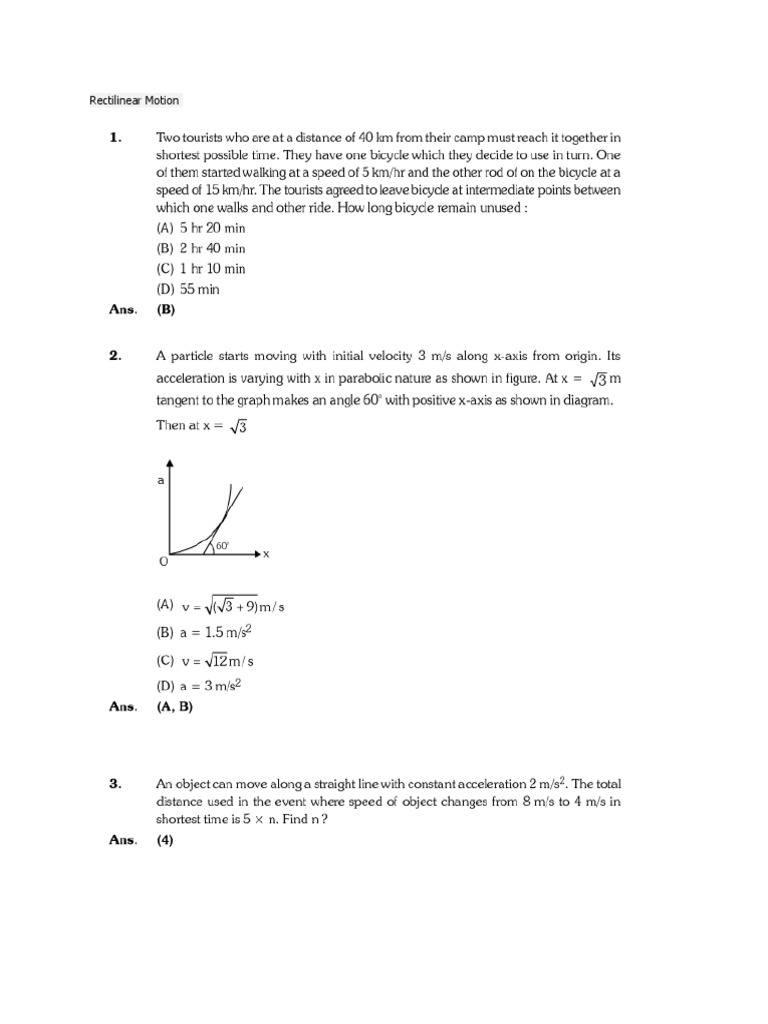 Rectilinear Motion PDF
