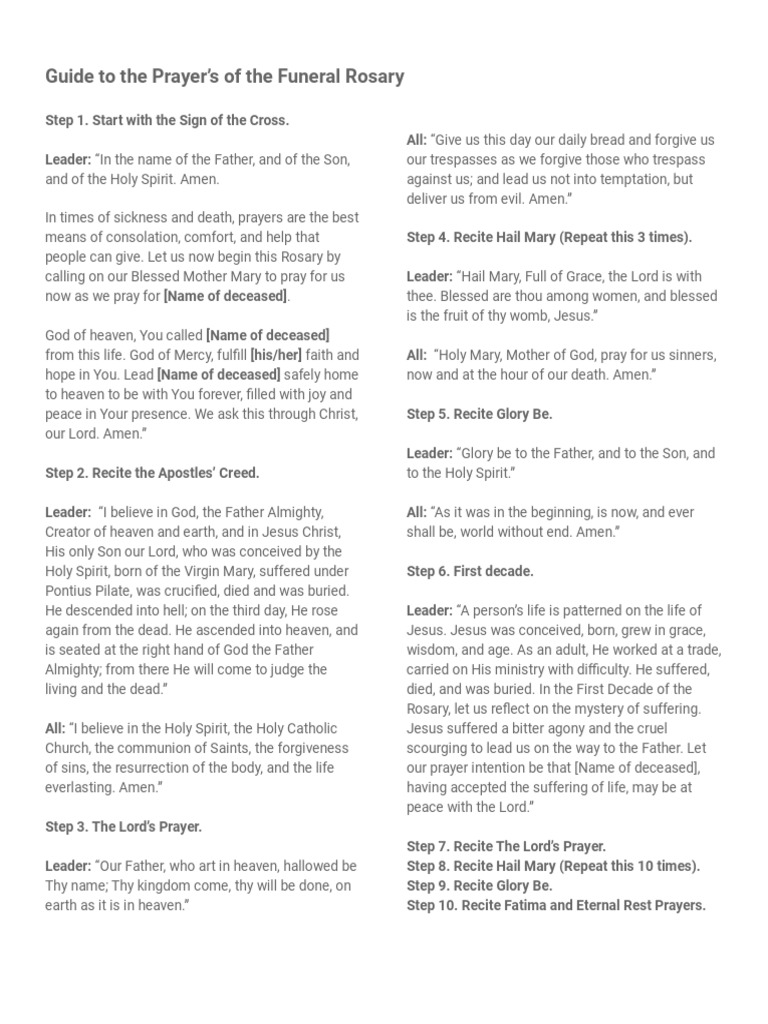Rosary For The Dead Guide PDF God The Father Rosary