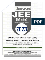JEE Main 2023 January Session 1 Shift-1 (DT 31-01-2023) Mathematics