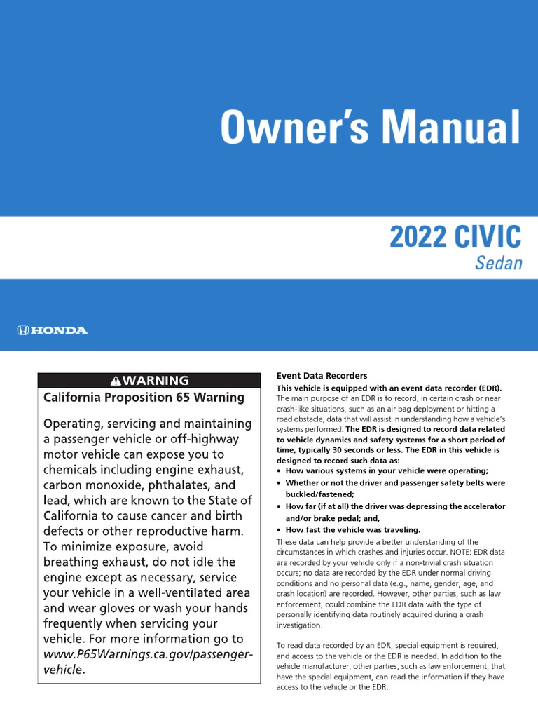HONDA CIVIC OWNERS MANUAL PDF FREE DOWNLOAD visual data 6