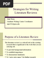 Strategies For Writing Literature Reviews