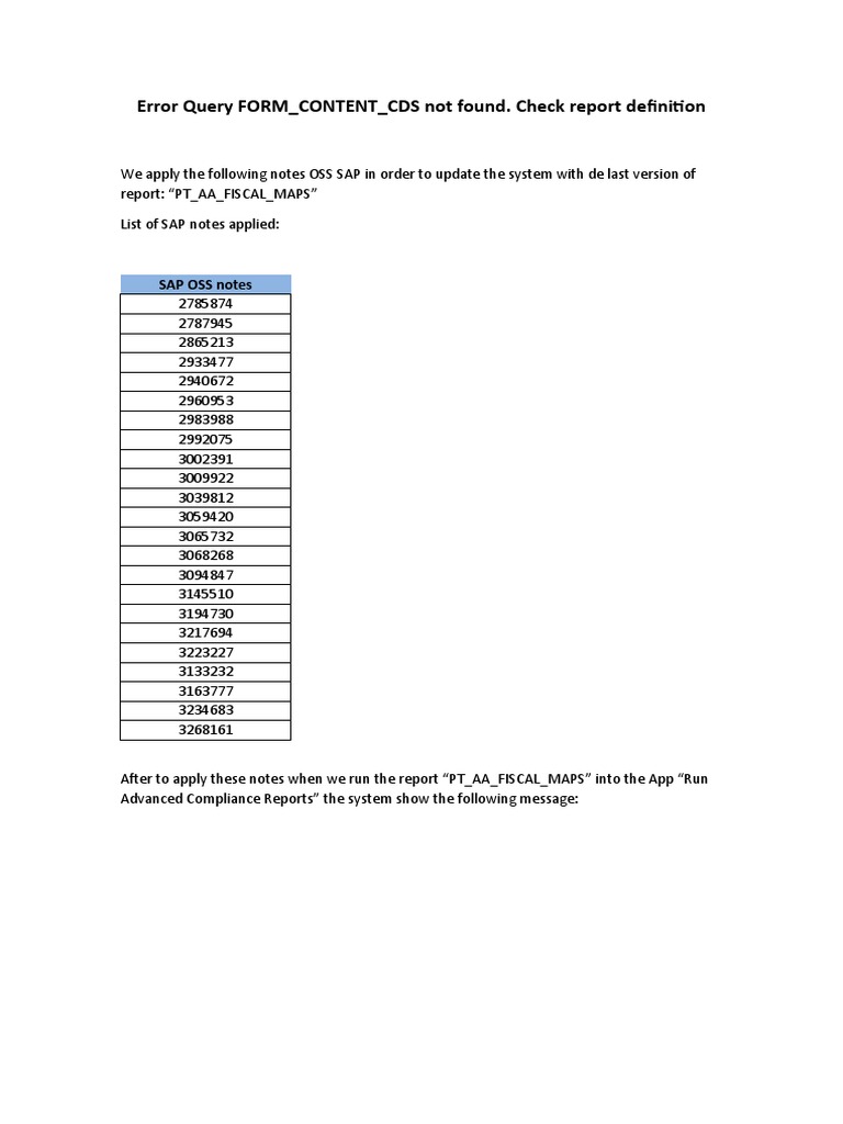SAP OSS Notes for PT_AA_FISCAL_MAPS | PDF