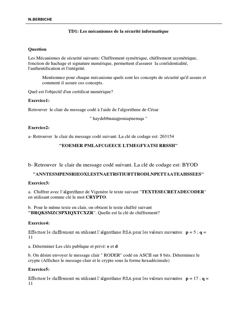 Mécanismes de sécurité informatique | PDF | Cryptographie | Cryptage