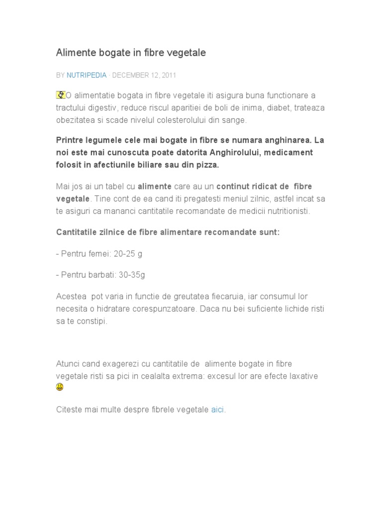 Alimente Bogate in Fibre Vegetale | PDF