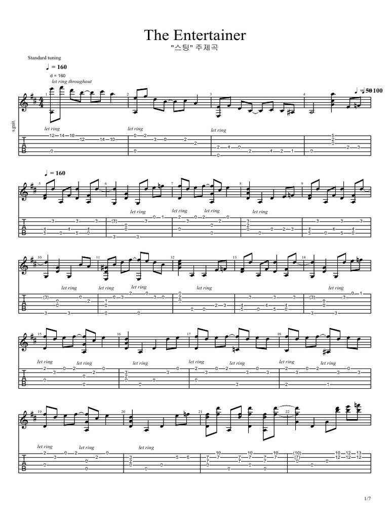 The Entertainer Guitar Tab PDF | PDF