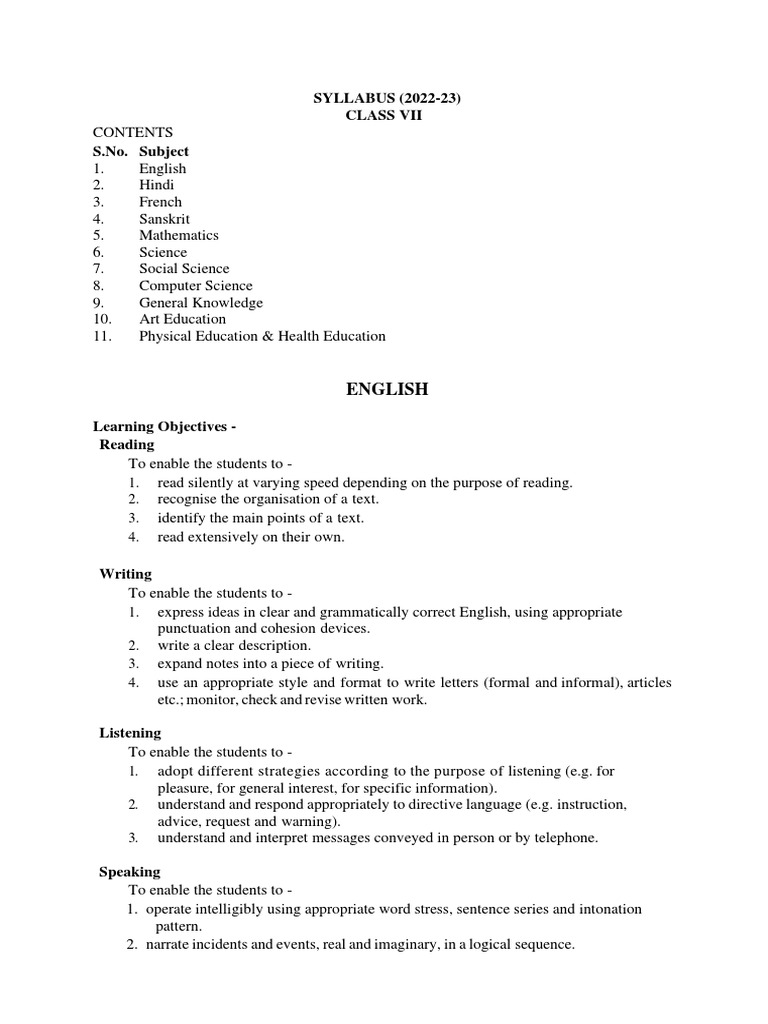 Class VII-syllabus | PDF | Triangle | Area