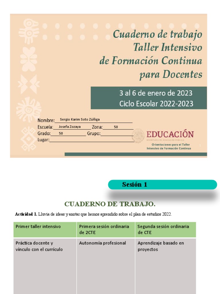 Cuaderno de Trabajo Taller IntensivoEnero2023 PDF Evaluación Método de enseñanza