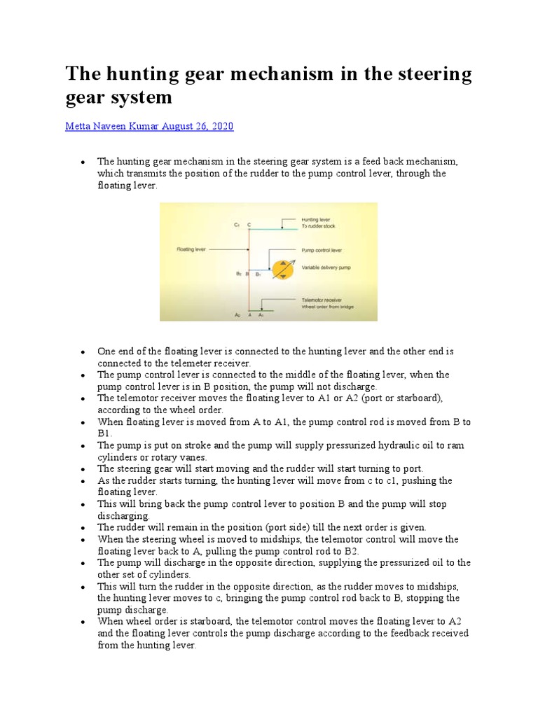 Steering Gear The Hunting Gear Mechanism PDF