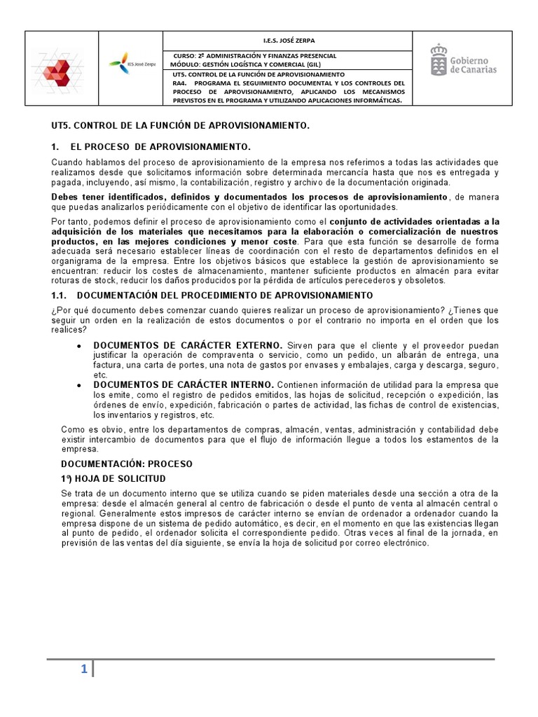 Control del Proceso de Aprovisionamiento | PDF | Factura | Obtención