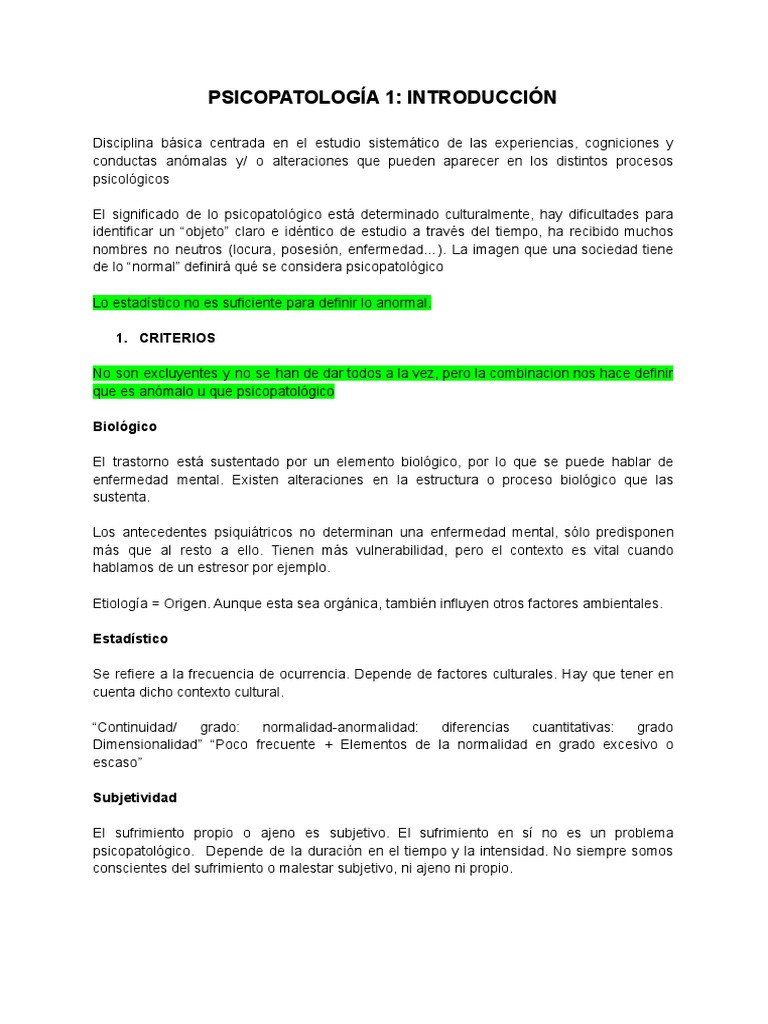 Psicopatología 1 - Introducción | PDF | Manual Diagnóstico y ...