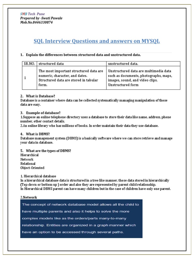 Important MYSQL Questions | PDF | Database Index | Relational Database