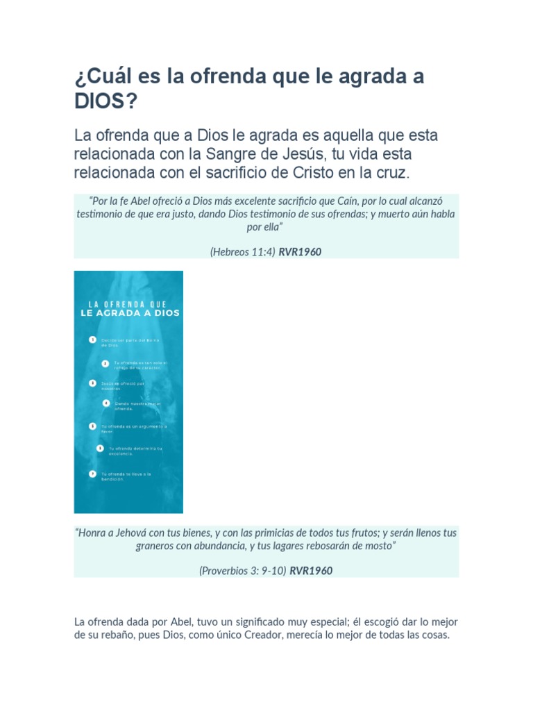 La Ofrenda que Agrada a Dios | PDF | Cristo (título) | Jesús