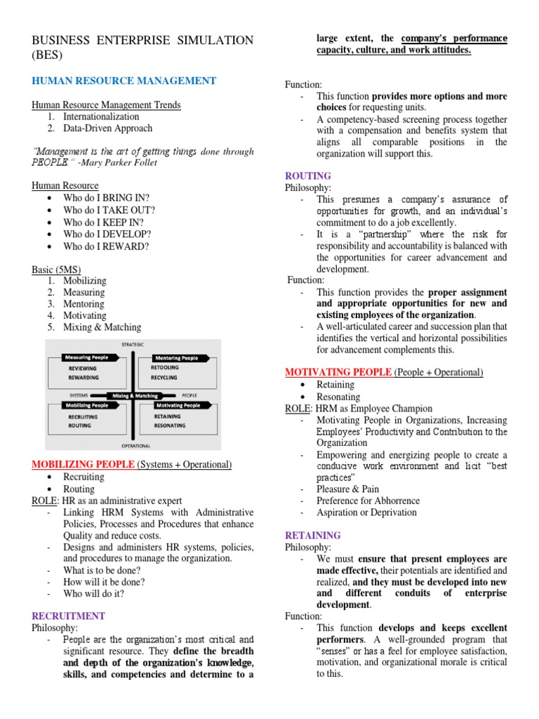 BES Handout PDF Inventory Human Resource Management