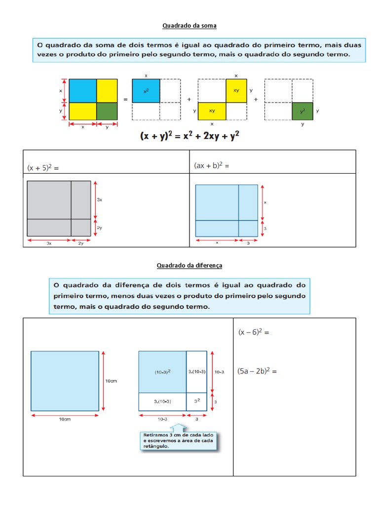 Aula 9 Ano Produtos Notaveis | PDF