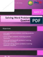 Solving Word Problems Involving Quadratic Functions